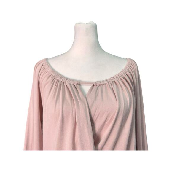 Revolve Krisa Off Shoulder Surplice Front Top in Novelle Blouse Soft Pink, Small - Picture 3 of 9